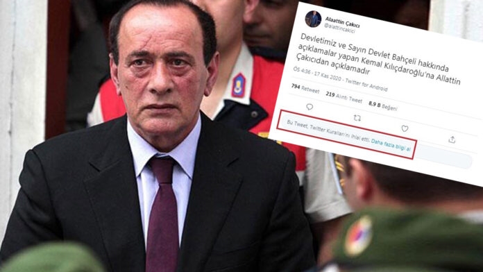 Twitter, Alaattin Çakıcı’nın Kemal Kılıçdaroğlu’na tehdidini sildi