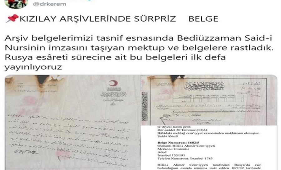 Kızılay’ın arşivinden Bediüzzaman’ın imzasını taşıyan mektup ve belgeler çıktı