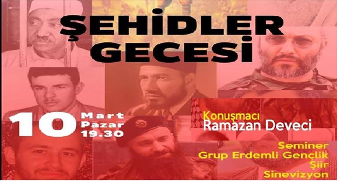 Bursa´da EDEB Platformu 10 Mart Pazar günü Şehidler Gecesi programı düzenliyor.