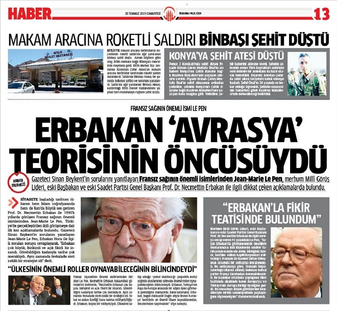 Erbakan ?Avrasya´ teorisinin öncüsüydü