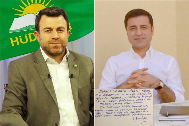 Selahattin Demirtaş´tan HÜDAPAR´a başsağlığı mesajı: Acıda ve sevinçte bir arada olma temennisiyle