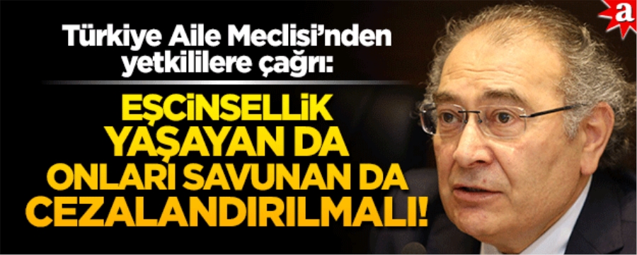 TÜRKİYE AİLE MECLİSİ’NDEN YETKİLİLERE ÇAĞRI: EŞCİNSELLİK YAŞAYAN DA ONLARI SAVUNAN DA CEZALANDIRILMALI