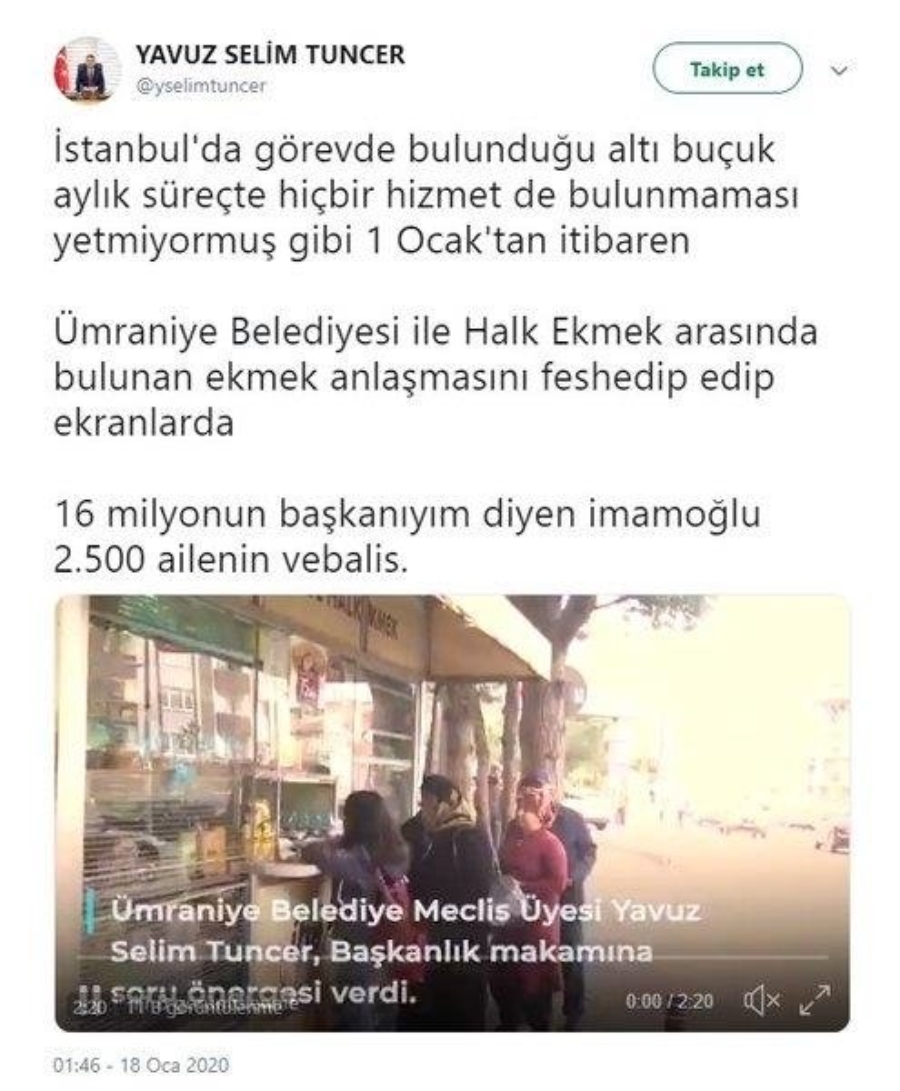 İmamoğlu şimdi de vatandaşın ekmeğine göz dikti