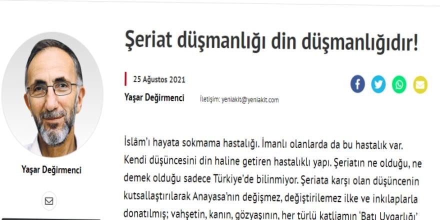 Şeriat düşmanlığı din düşmanlığıdır!