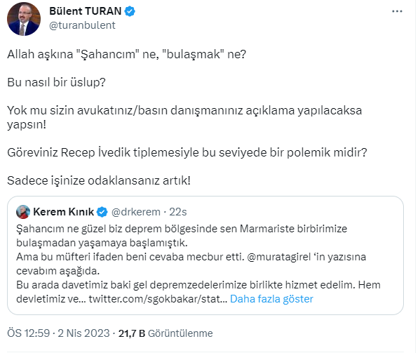 AK Parti’den Kızılay Başkanı’na: “Göreviniz Recep İvedik tiplemesiyle polemik midir?”