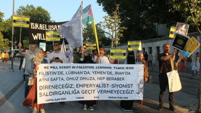Filistin’de, Lübnan’da, Yemen’de, İran’da Aynı Safta, Omuz Omuza, Hep Beraber Direneceğiz; Emperyalist-Siyonist Saldırganlığa Geçit Vermeyeceğiz!